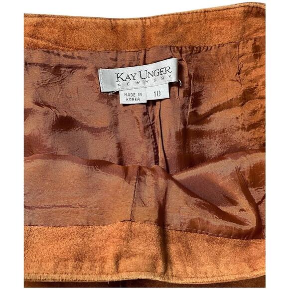 Kay Unger New York Camel Brown Straight Leg Western 100% Sueded Leather Size 10 - Picture 4 of 10